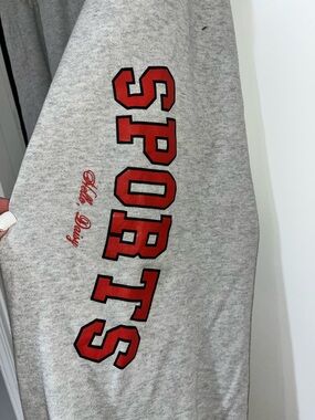 SPORTS Grey Track Pants with Red Lettering
